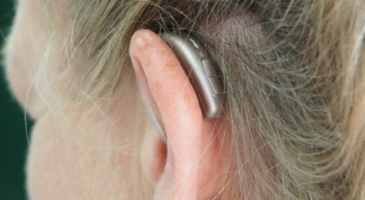 Ear with hearing aid